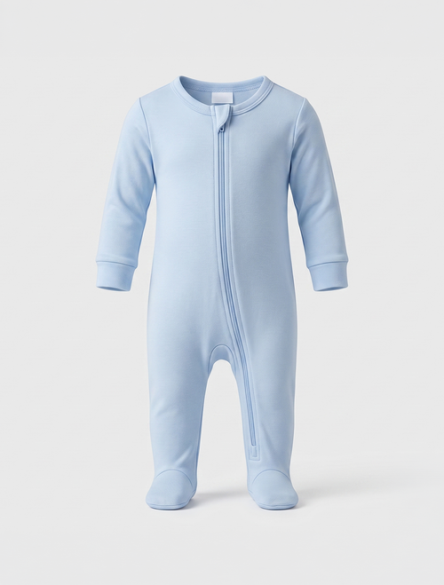 Blue zipper boys sleepsuit