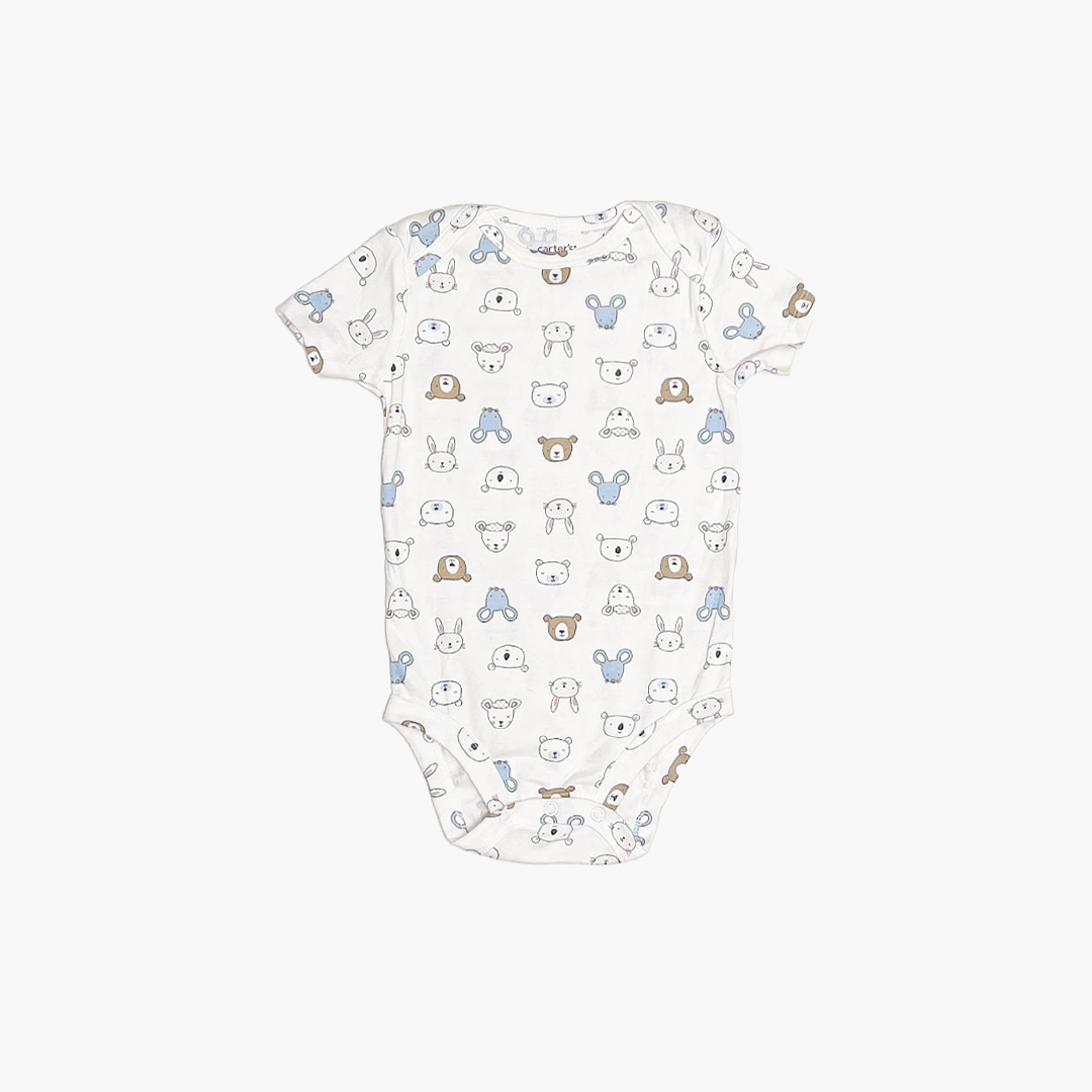 WHITE ANIMAL PRINTED ONESIE