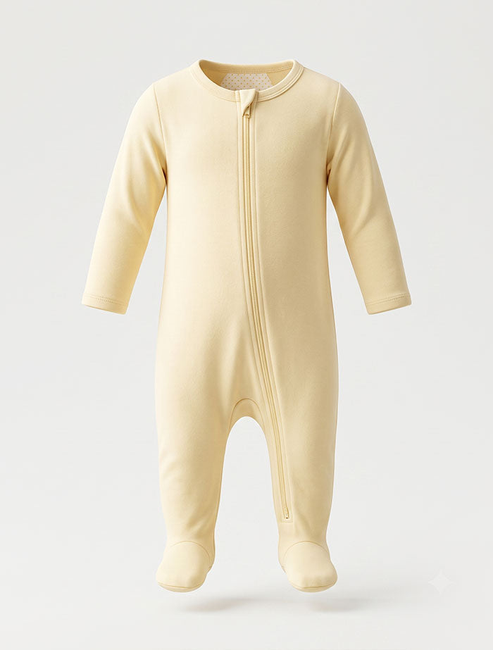 Butter yellow zipper sleepsuit