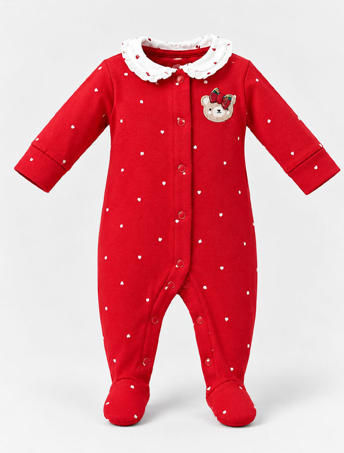 Sweetheart Teddy Collared Sleepsuit