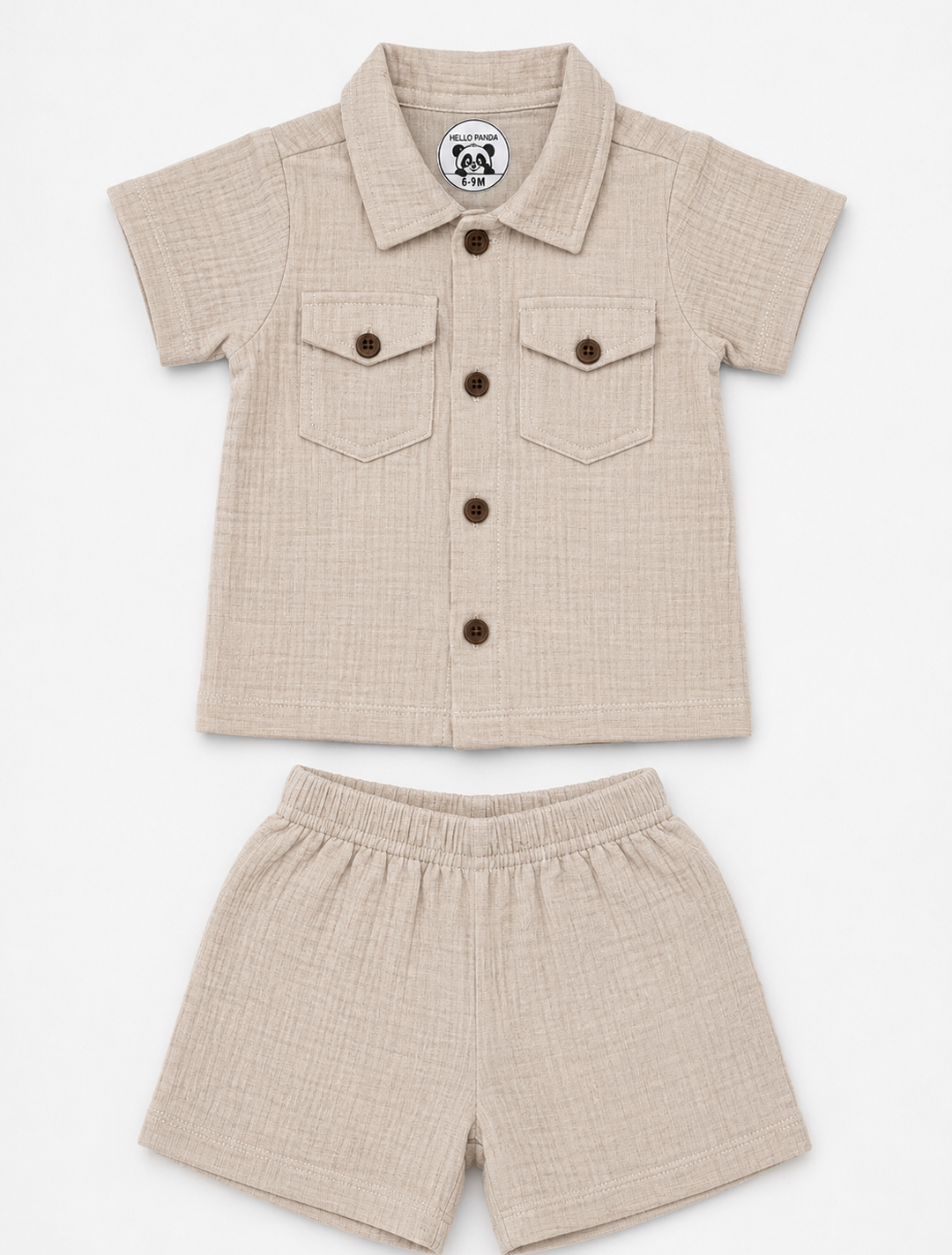 Muslin Shirt & Shorts Co-ord Set – Oatmeal Beige