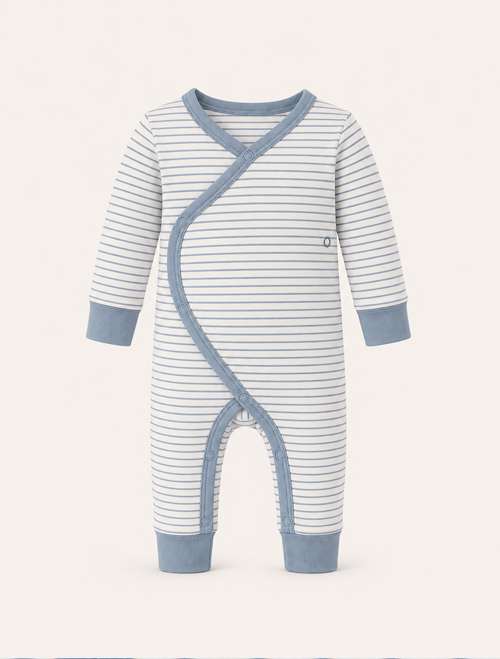 Blue stripes wrapover romper
