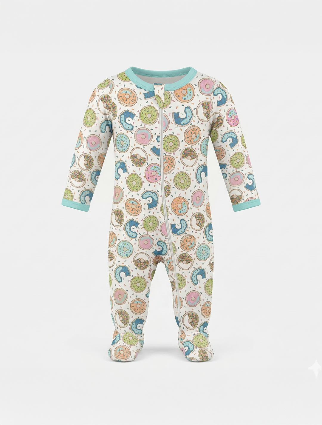 DONUT PRINTED ZIPPER SLEEPSUIT