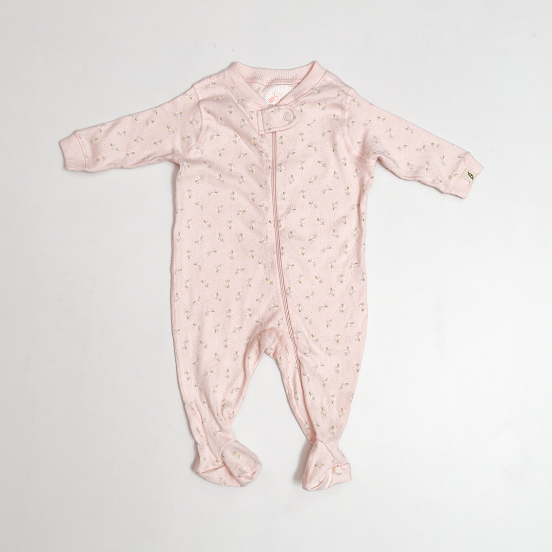 PINK POINTELLE FLORAL SLEEPSUIT