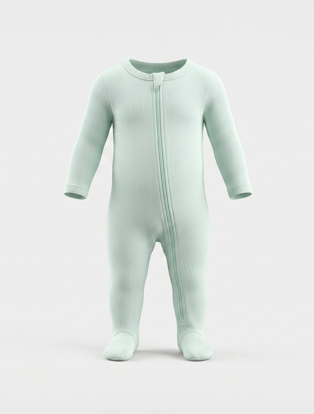 Mint green ribbed zipper sleepsuit
