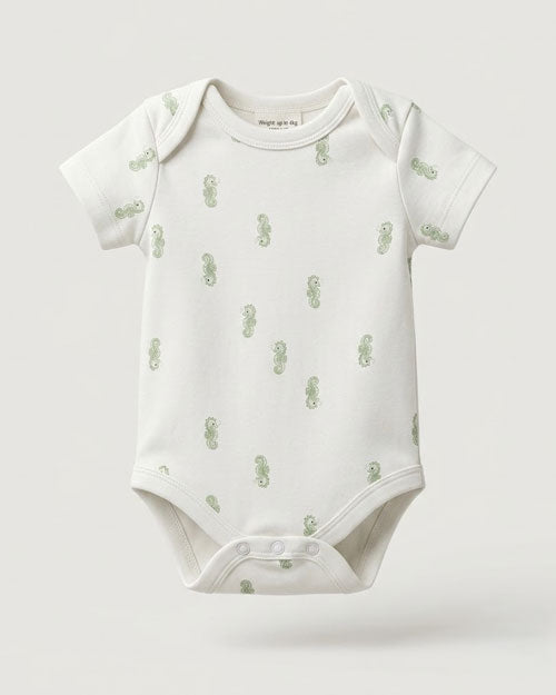 Green seahorses patterned onesie