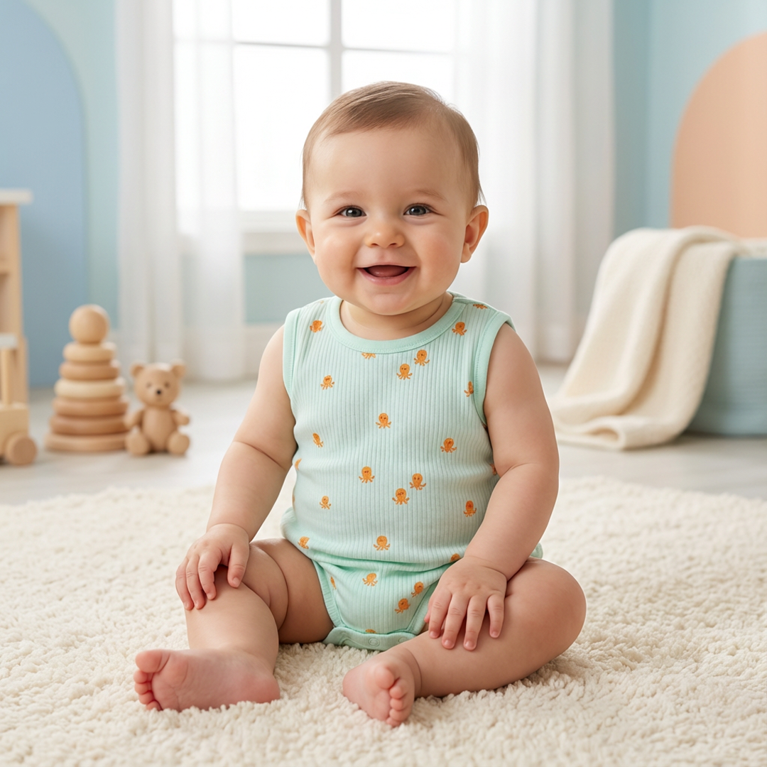 MINT GREEN RIBBED ONESIE