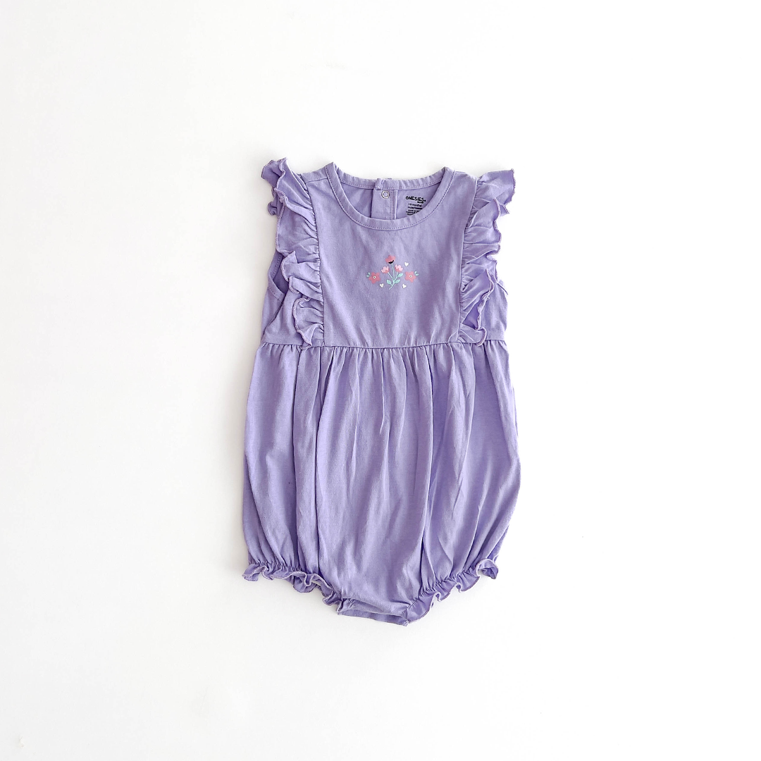 LAVENDER RUFFLED SLEEVE ONESIE