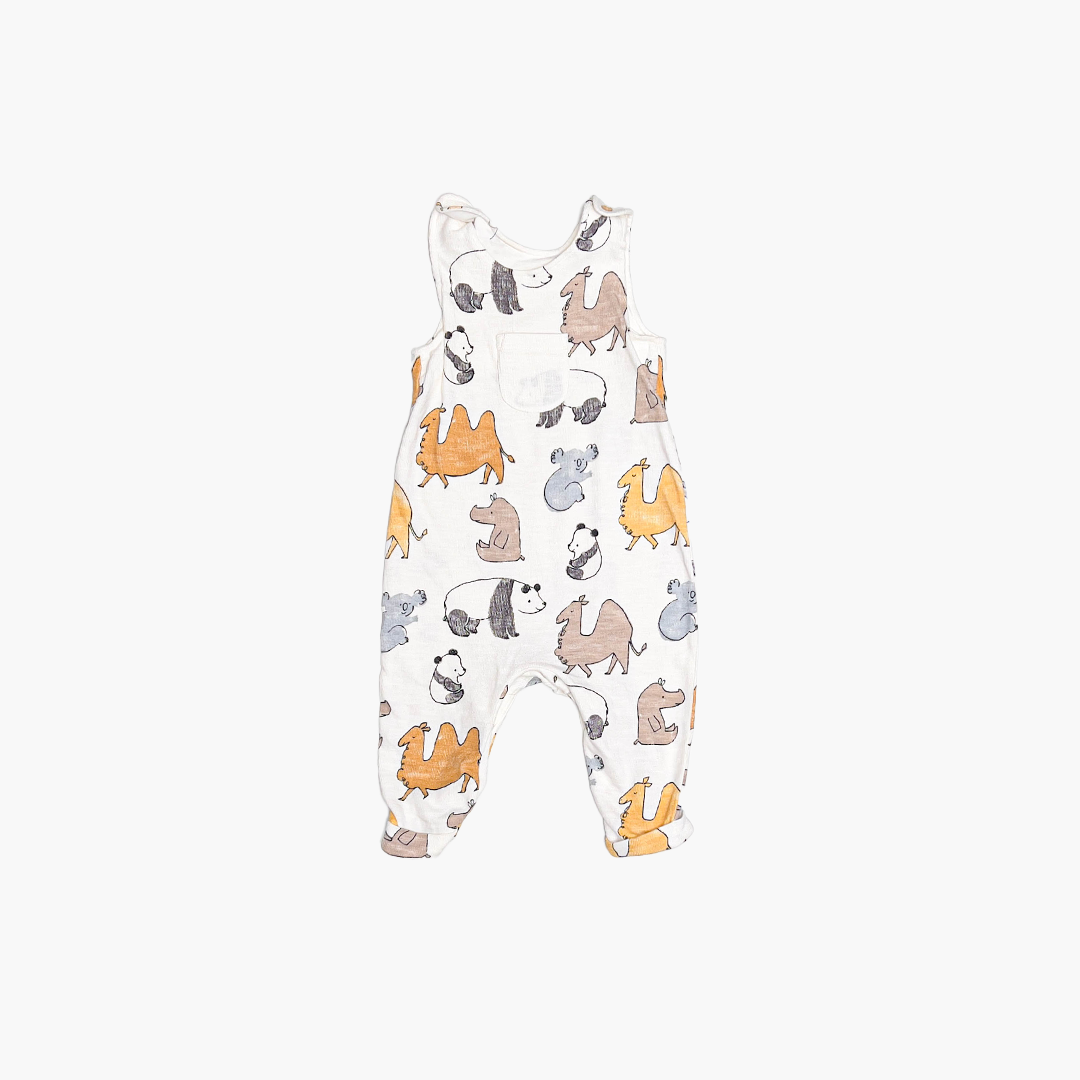 ANIMAL PRINTED RIBBED ROMPER