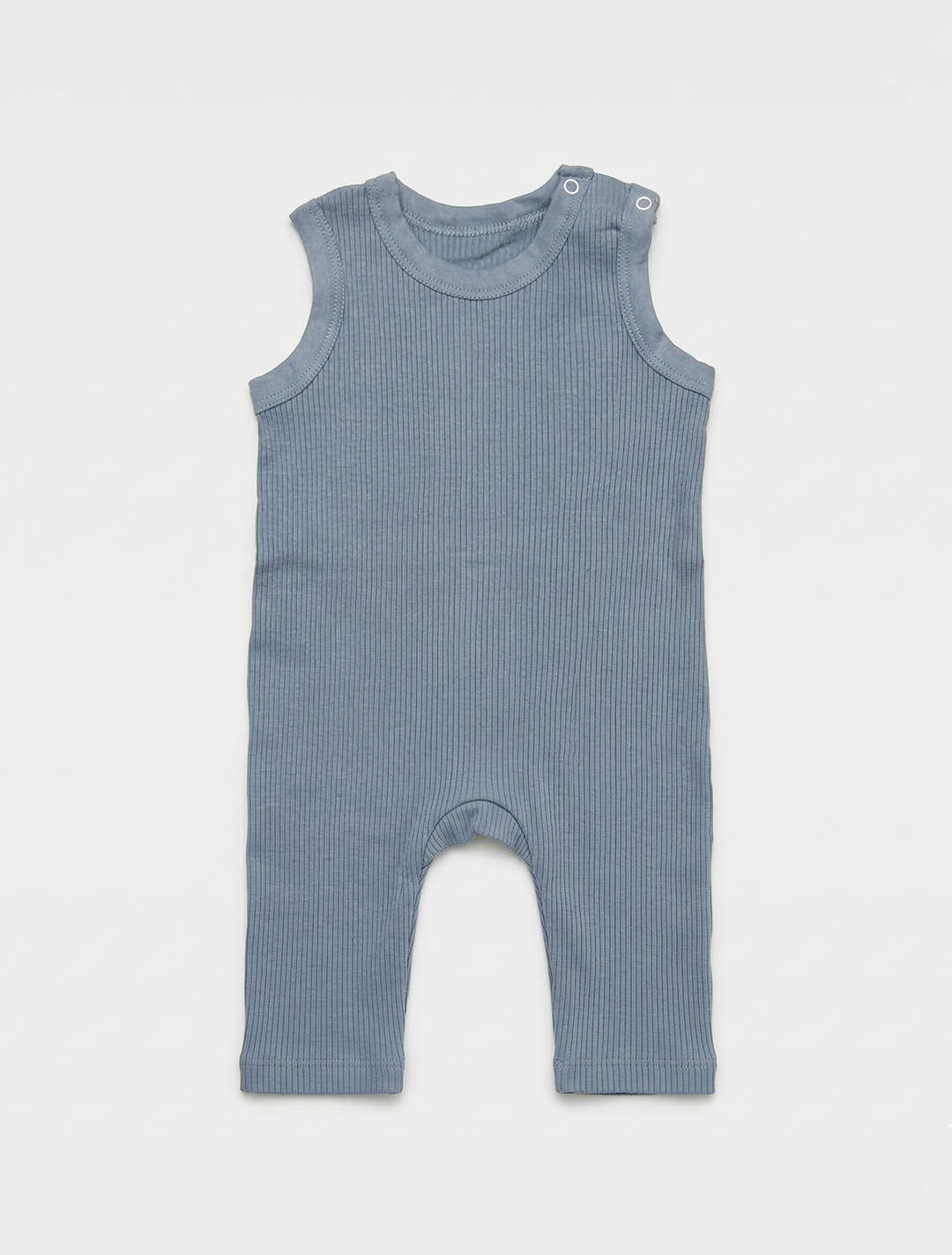 BLUE RIBBED SLEEVELESS ROMPER