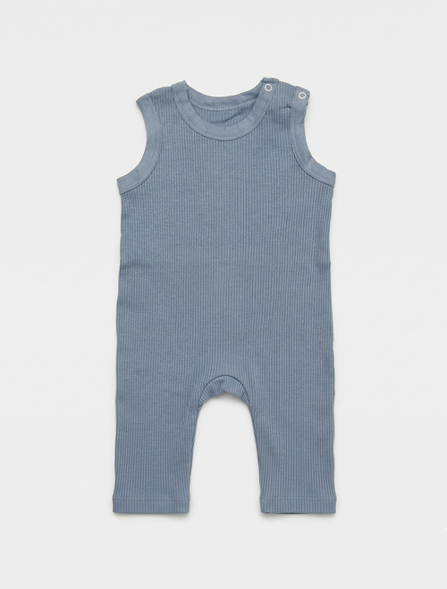 BLUE RIBBED SLEEVELESS ROMPER