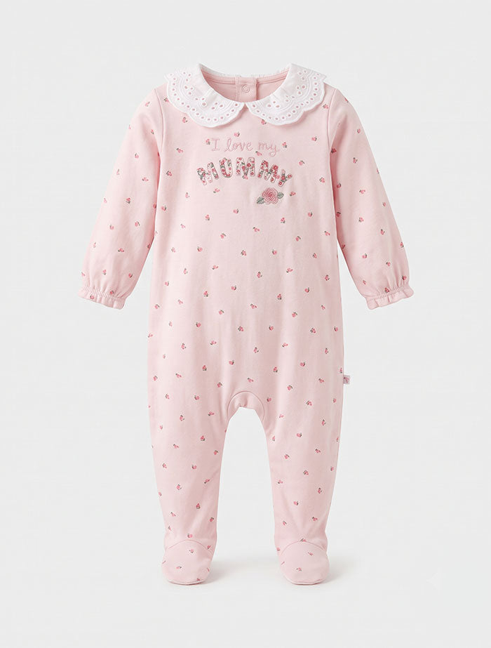 Pink floral printed sleepsuit