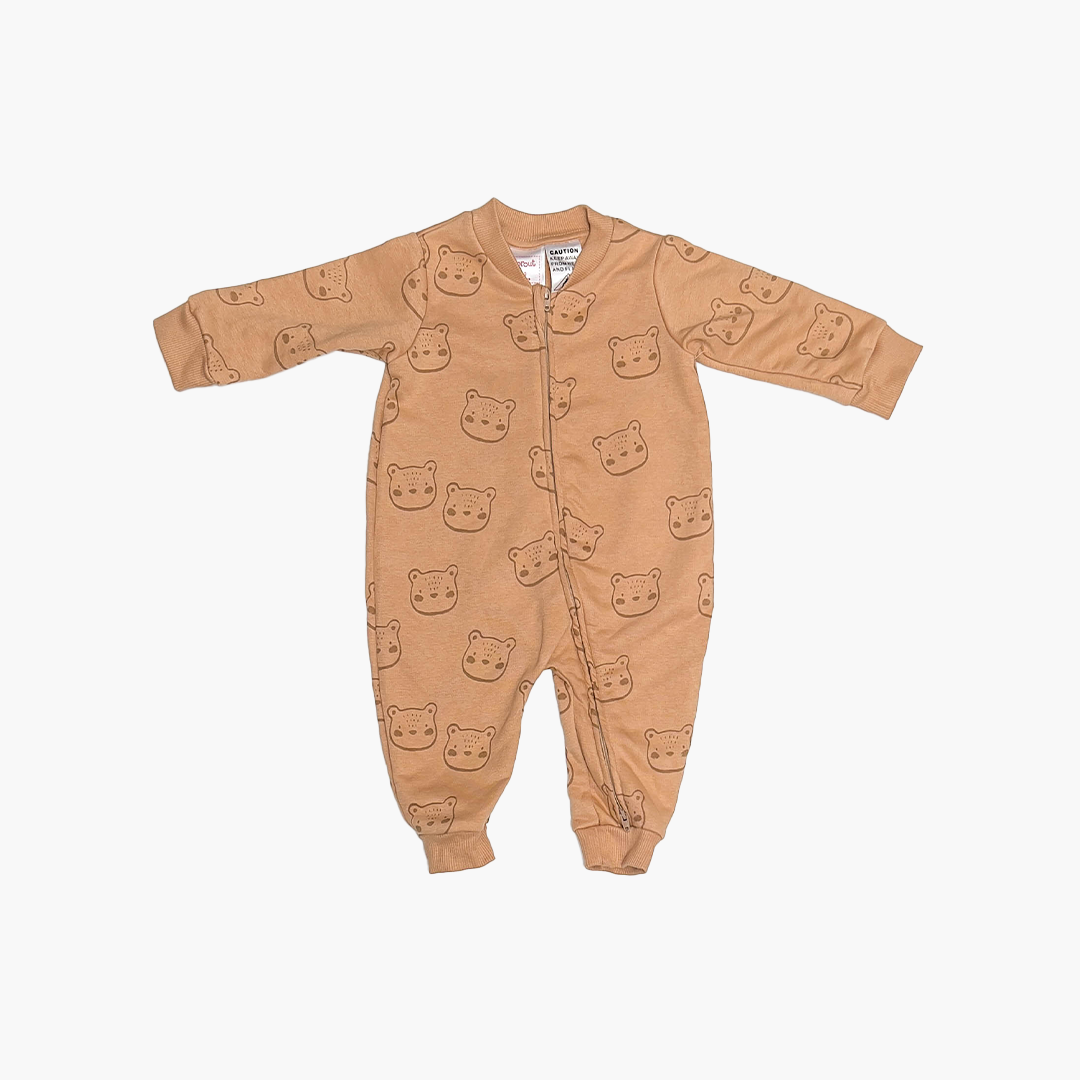 BROWN BEAR WINTER ZIPPPER ROMPER