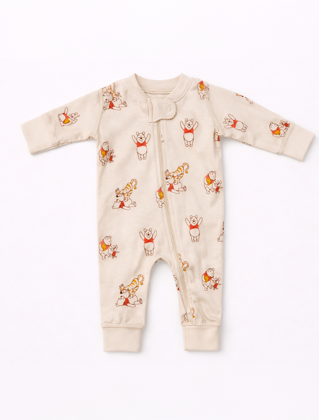 BEIGE PHOO PRINTER ZIPPER ROMPER