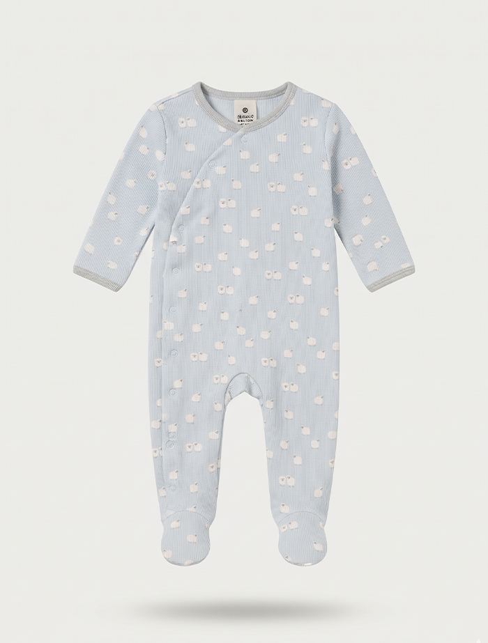 Blue knitted sheep printed sleep suit