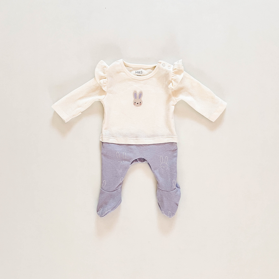 LAVENDER BUNNY PRINTED SLEEPSUIT
