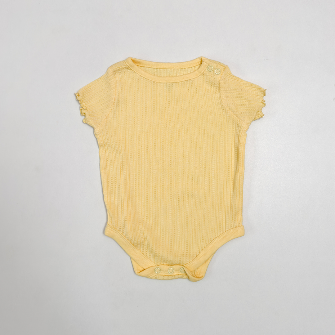YELLOW POINTELLE RIBBED ONEISE