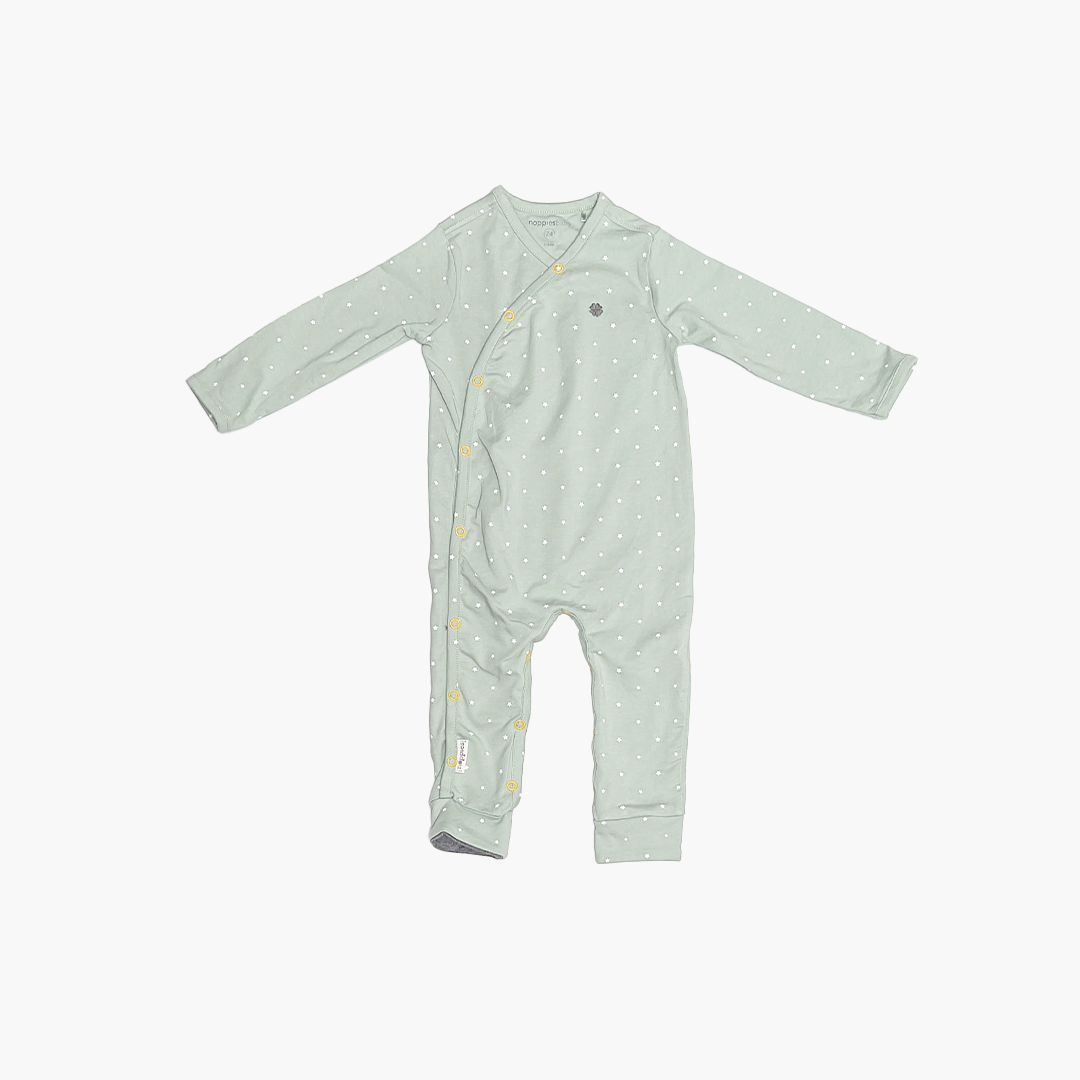 SAGE GREEN STAR PATTERNED ROMPER