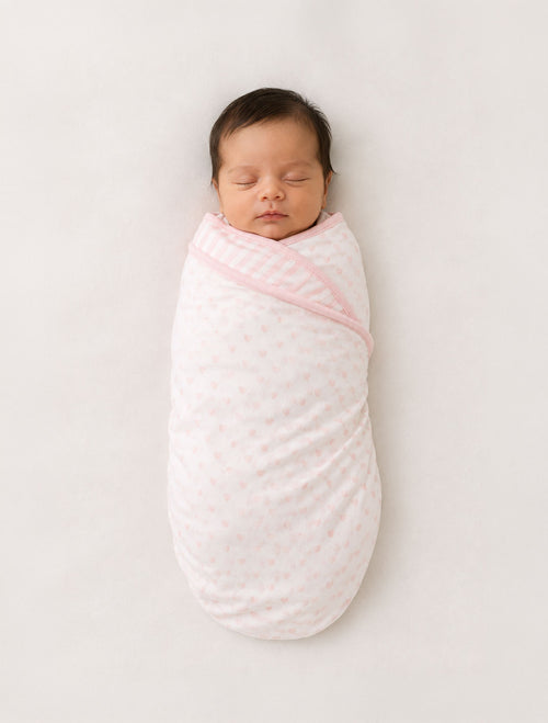 PINK LOVE AND STRIPED SWADDLE