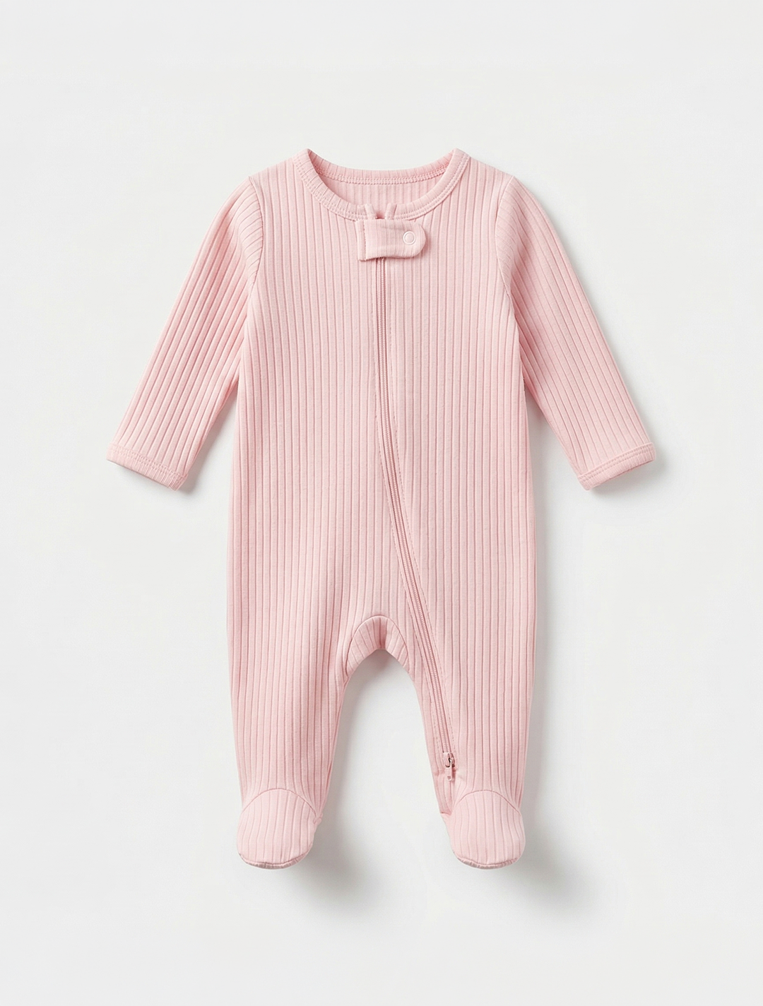 Pink ribbed sleepsuit