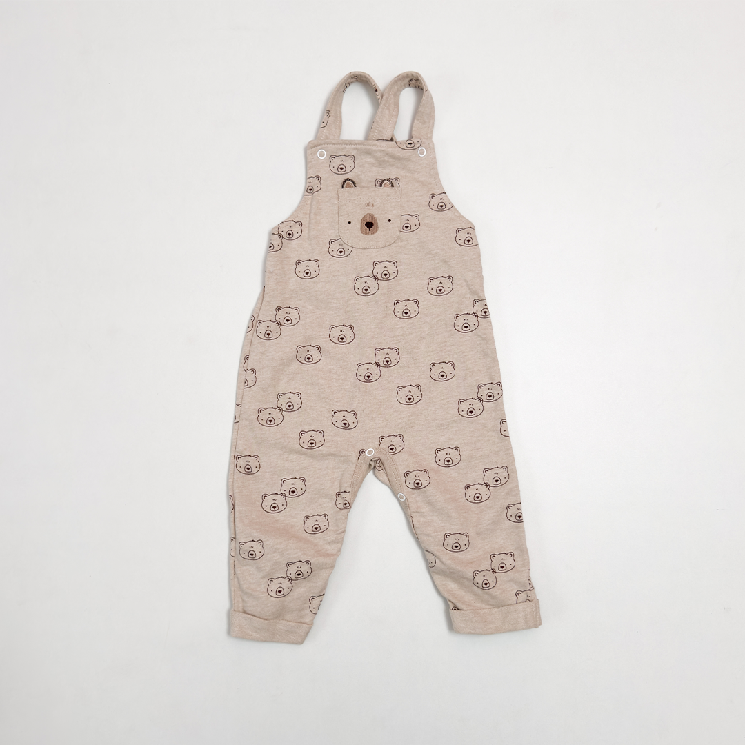 BEIGE BEAR PRINTED DUNGAREE