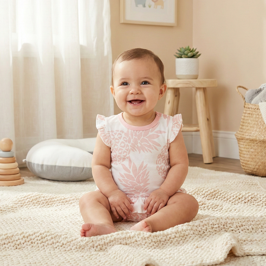 PEACH PRINTED SUNSUIT
