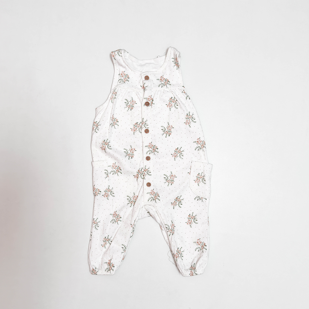 WHITE FLORAL PRINTED ROMPER