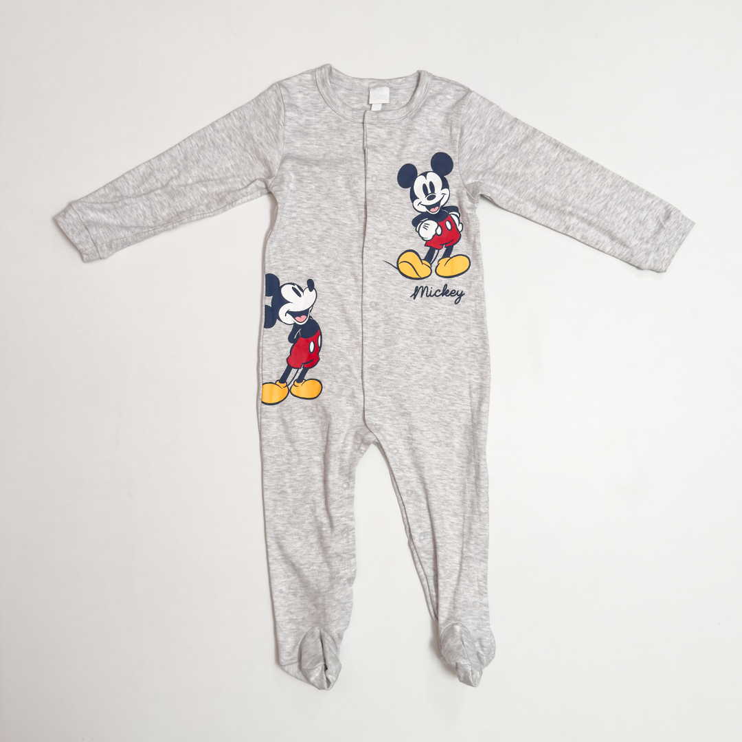 GREY MICKEY PRINTED SLEEPSUIT