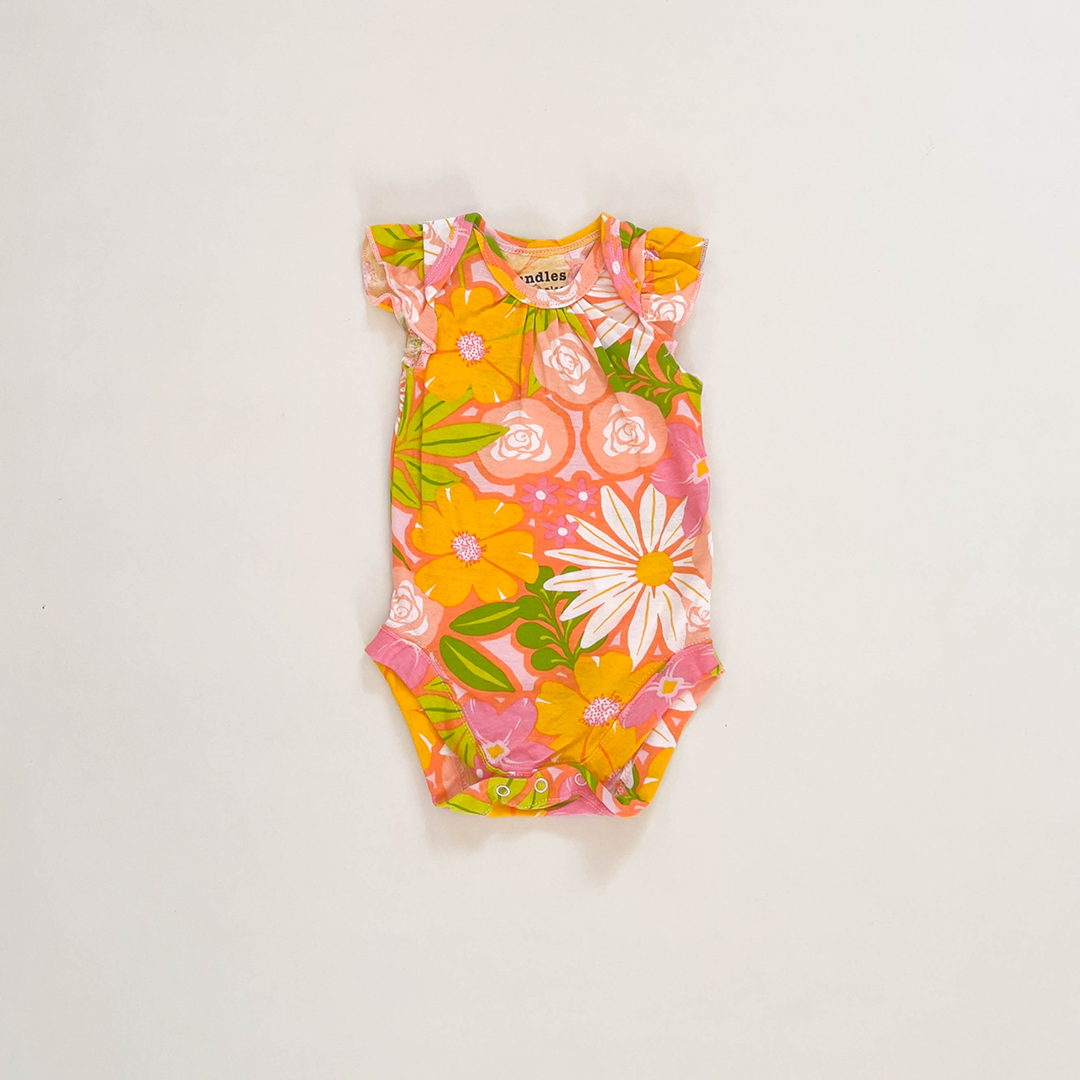 YELLOW FLORAL GIRLS ONESIE