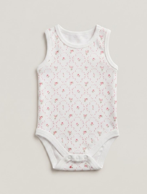 Pink floral printed onesie