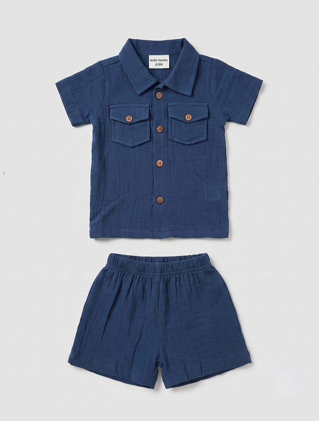 Muslin Shirt & Shorts Co-ord Set – Navy Blue