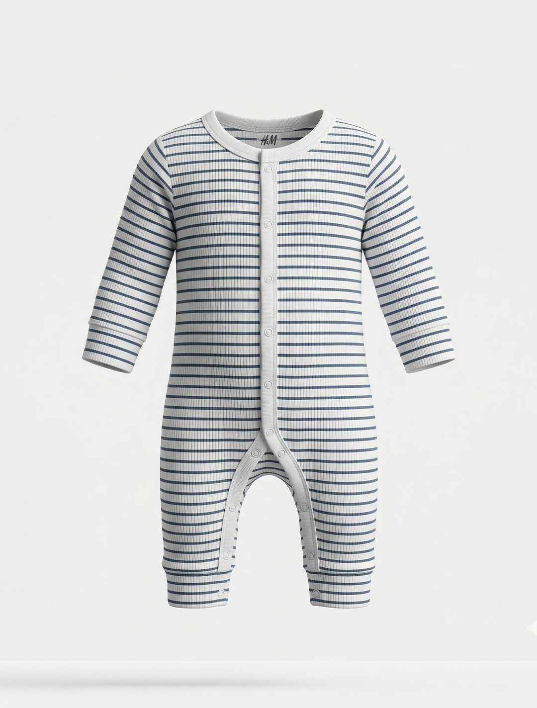 PREMIUM WHITE STRIPES RIBBED ROMPER