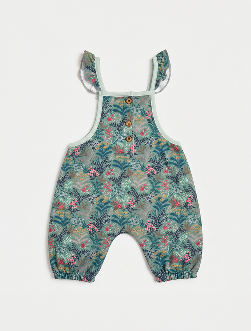 GREEN FLORAL SLEEVELESS ROMPER