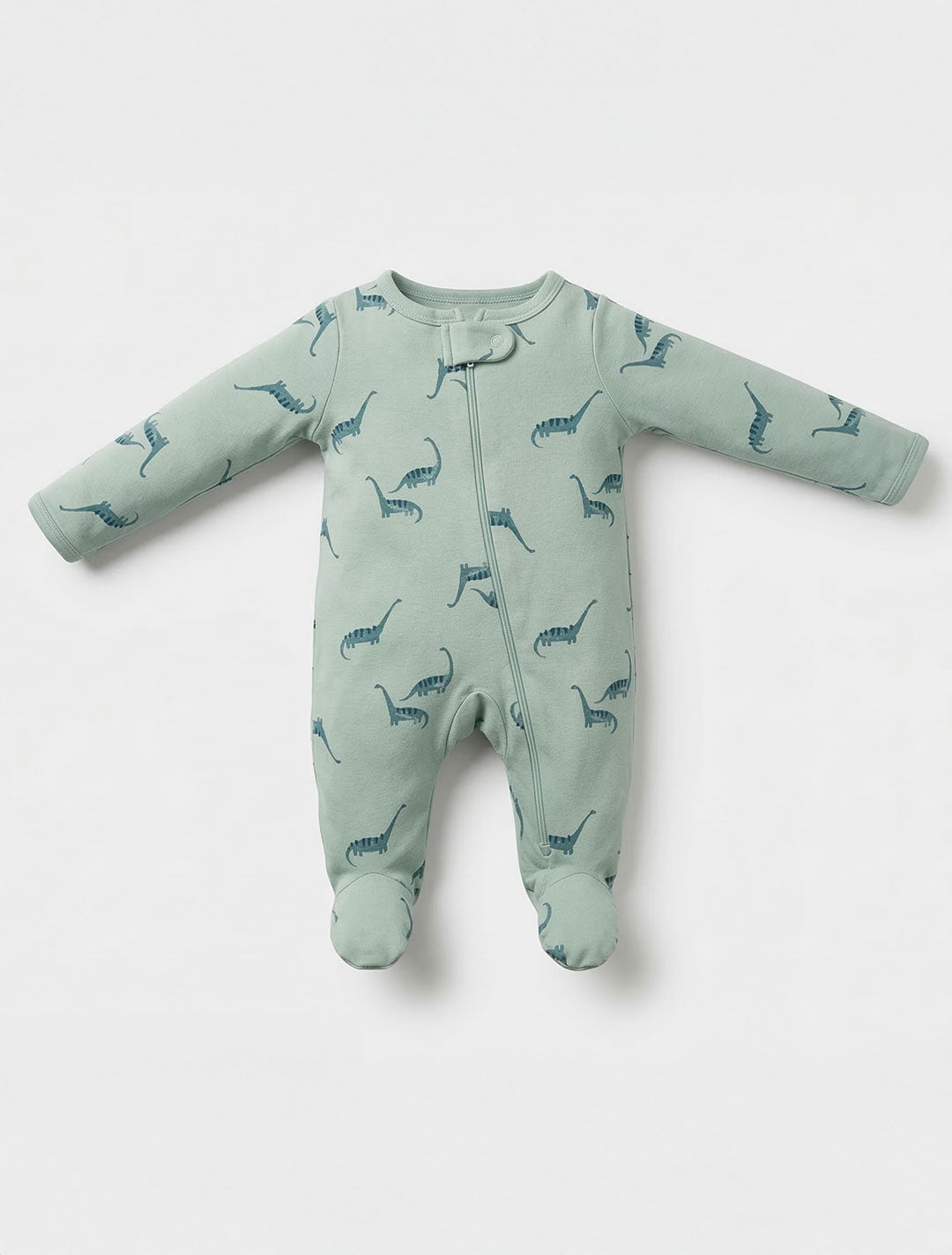 GREEN DINO ZIPPER SLEEPSUIT