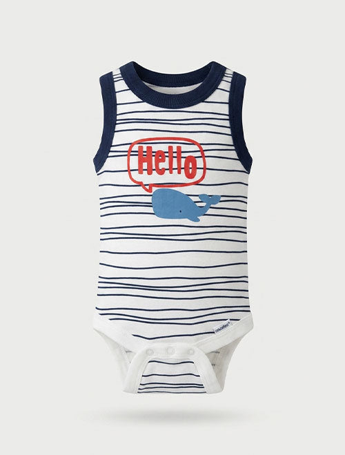 Blue striped sleeveless onesie