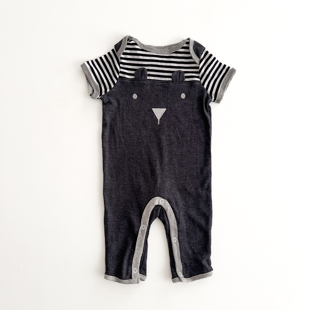 dark grey striped romper