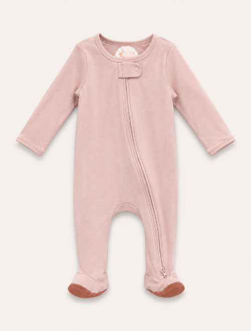 Dusty pink viscous zipper sleepsuit