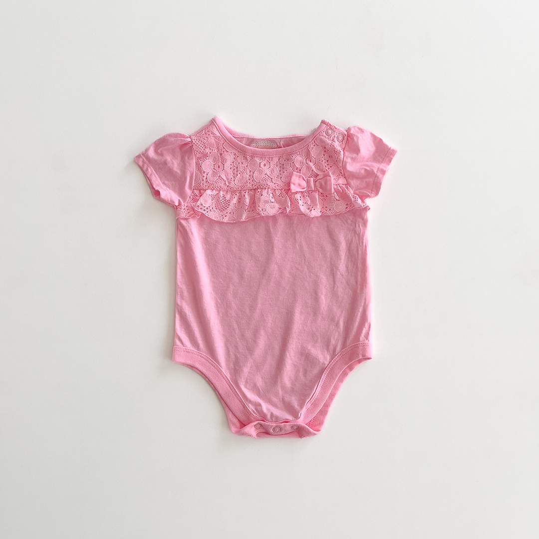 PINK LACE TRIM ONESIE