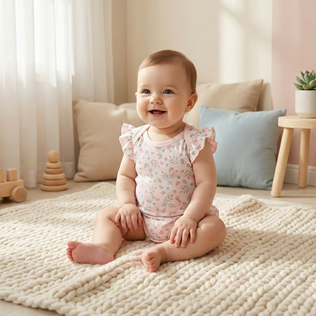 PINK STRAWBERRIES PRINTED SUNSUIT