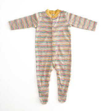 MULTICOLOURED STRIPED SLEEPSUIT