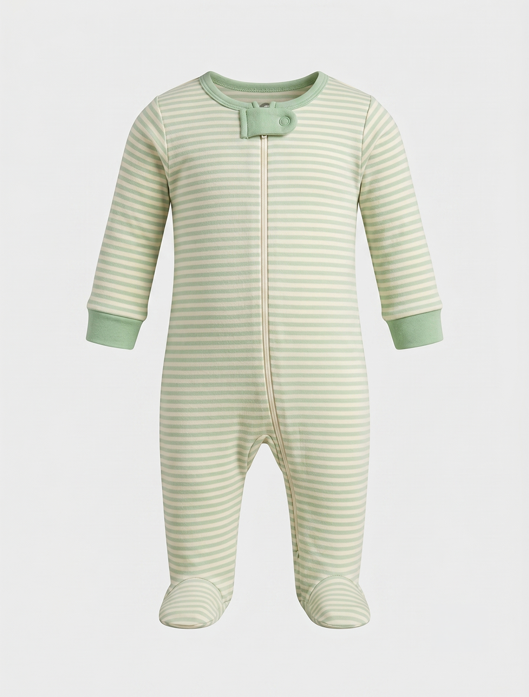 Green striped zipper sleepsuits