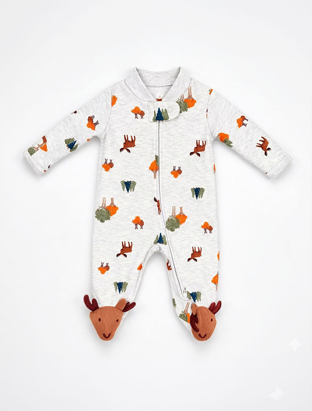 GREY DEER PRINTED SLEEPSUIT
