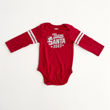 TEAM SANTA PRINT RED ONESIE