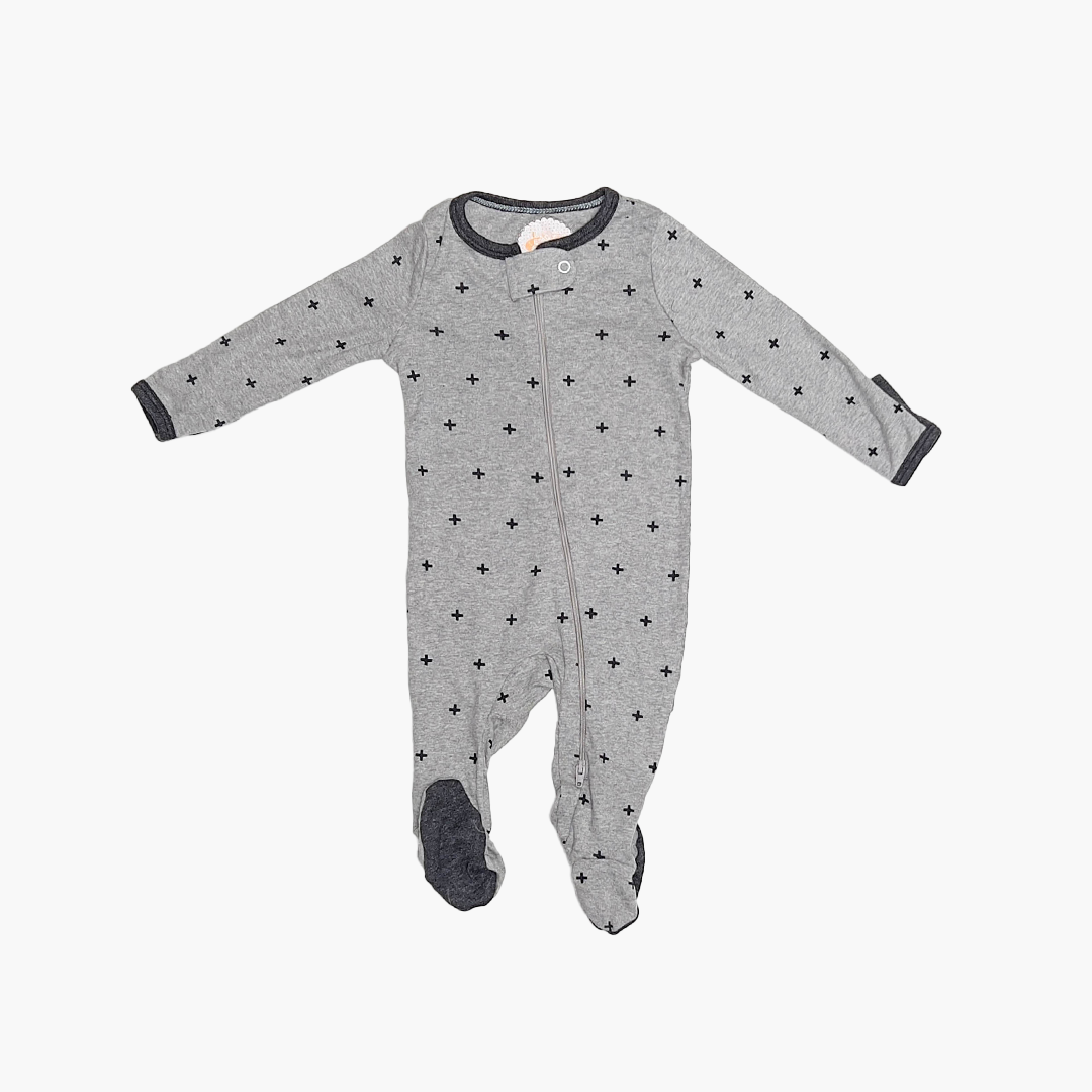 GREY PLUS PRINTED SLEEPSUIT
