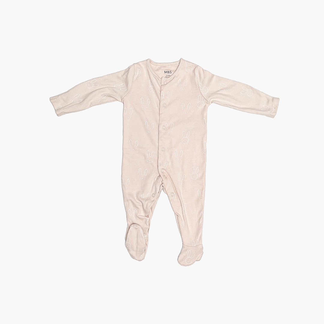 BEIGE BUNNY FACE SLEEPSUIT
