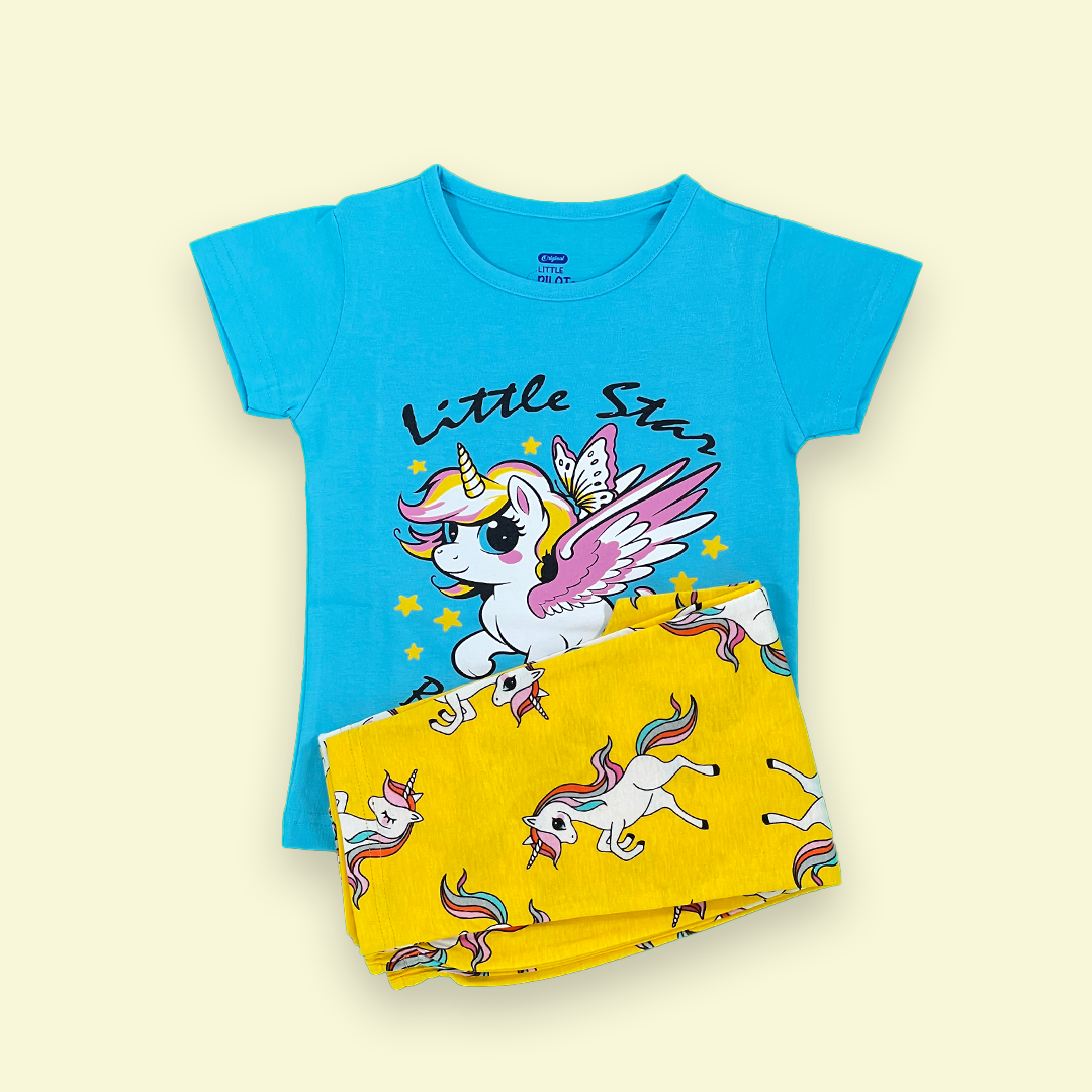 Dream Baby Unicorn Printed Lake Blue color Girls Two Piece | 2-3 Years |