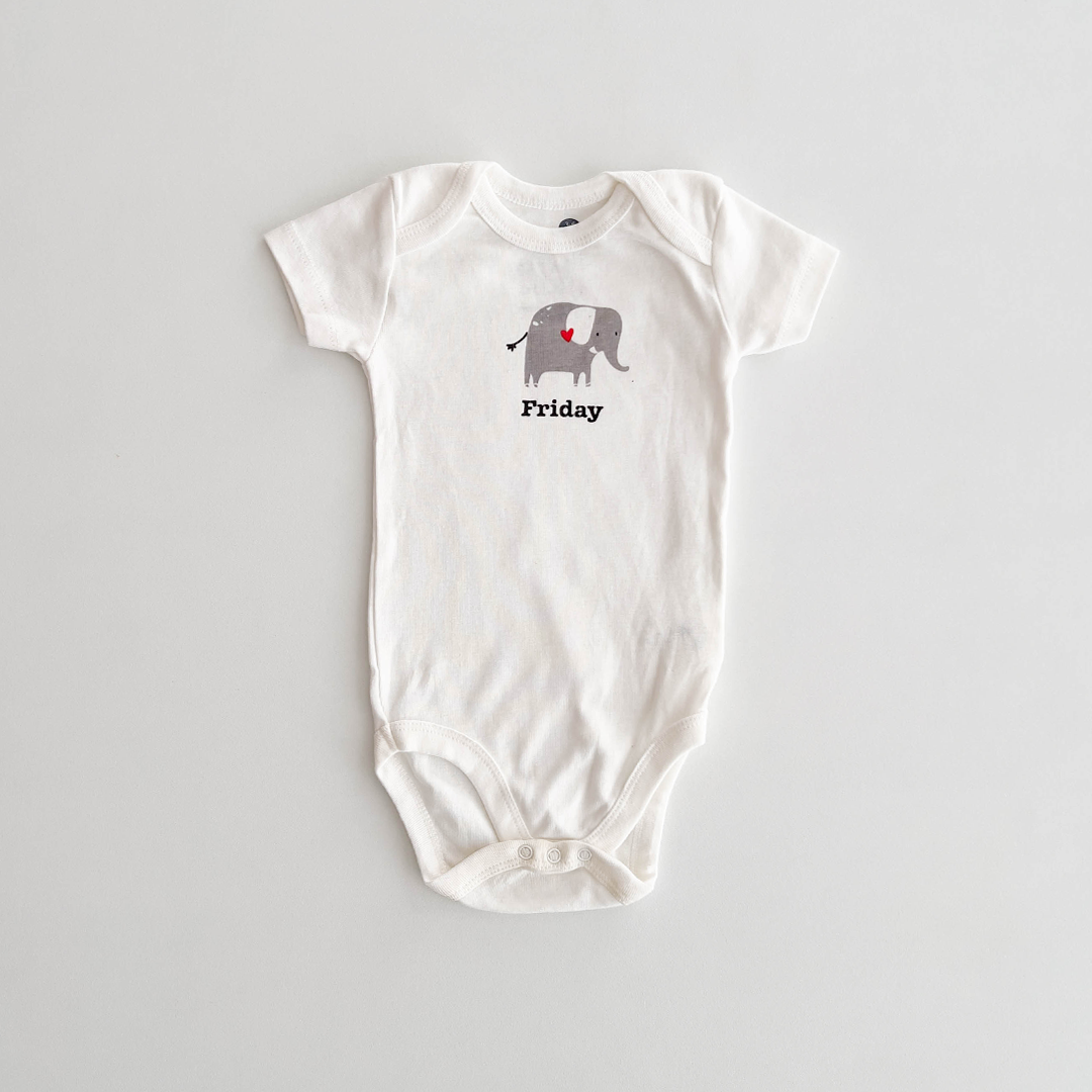 FRIDAY PRINTED ONESIE