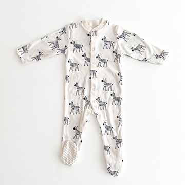 ZEBRA PRINTED WHITE SLEEPSUIT