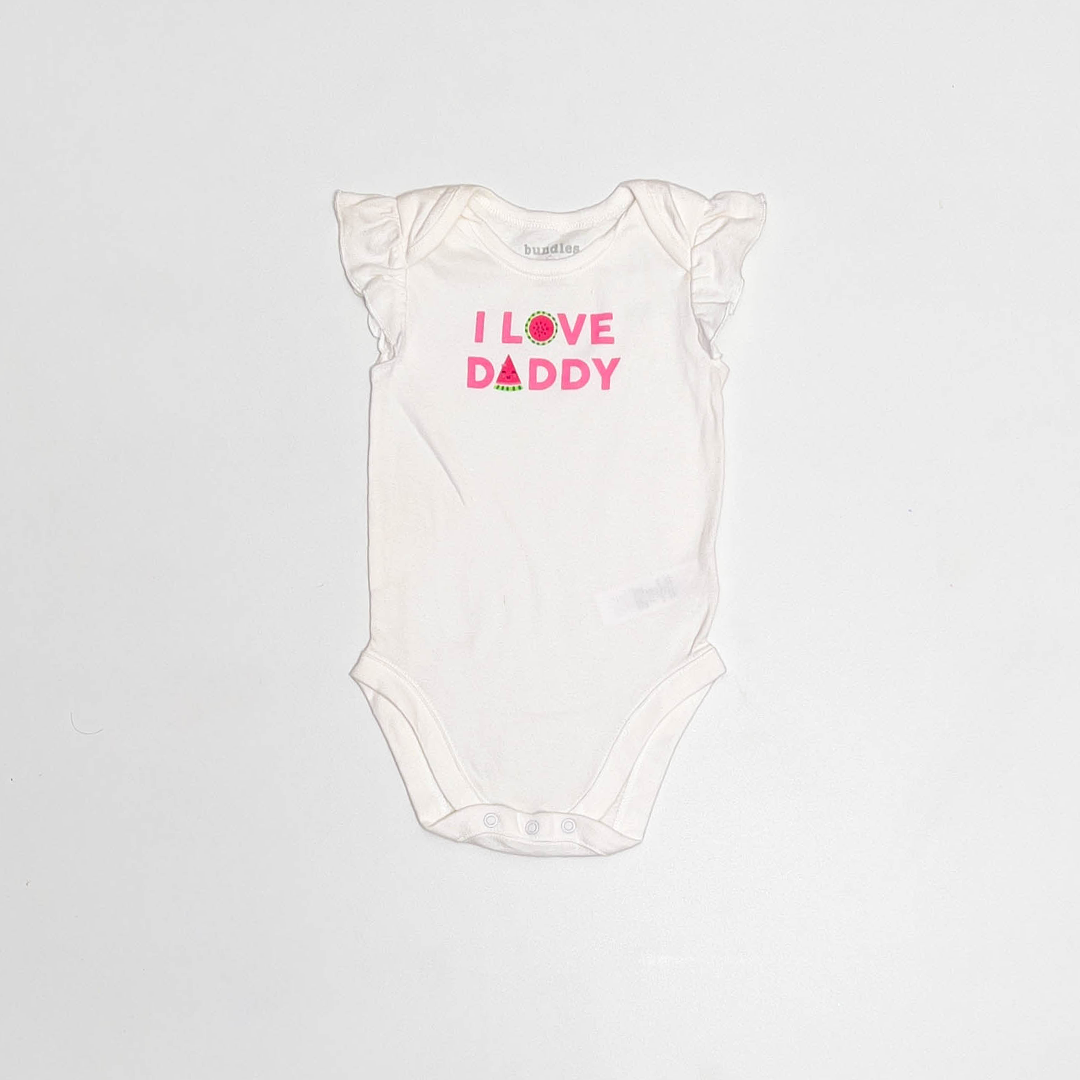 WHITE LOVE DADDY PRINTED ONESIE