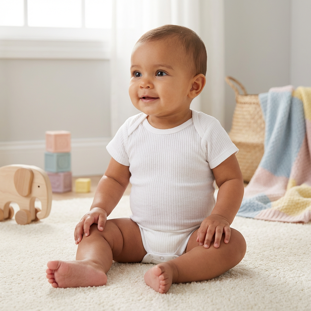 WHITE RIBBED ONESIE
